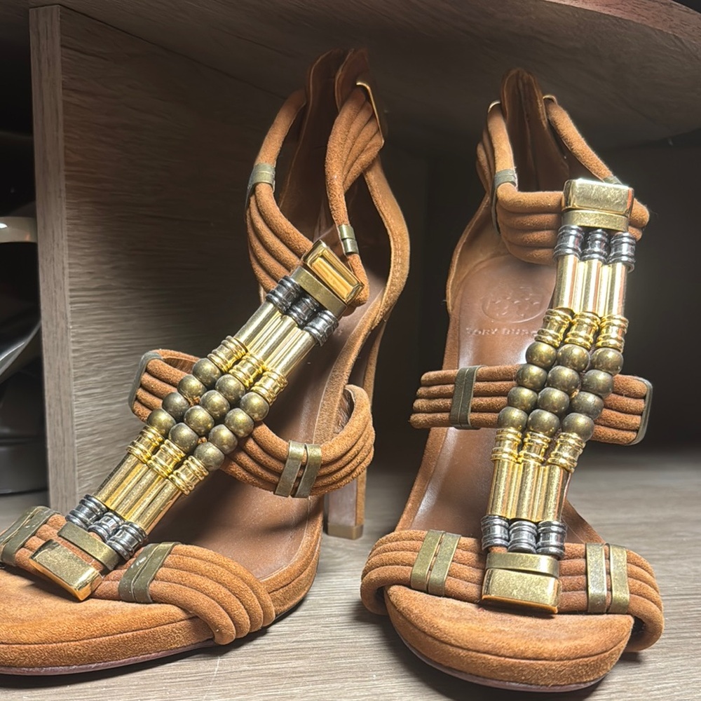 Elegant Brown Beaded Women's Sandals